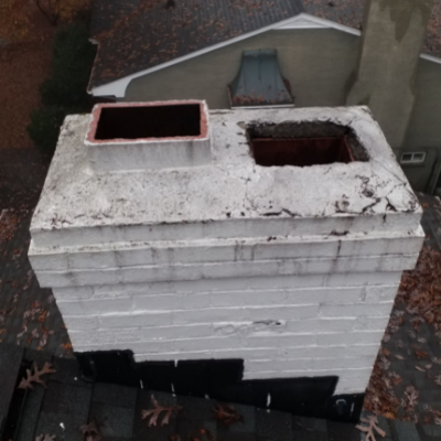 White Brick Chimney Needing Reapirs | Black Goose Chimney Service
